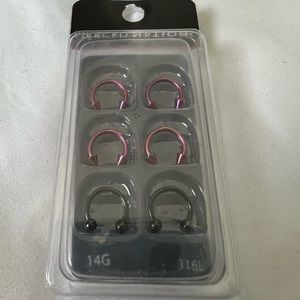 Pierced Nation 14g or 16g cute spike pink, purple and black septum 6 pack..